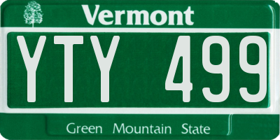 VT license plate YTY499