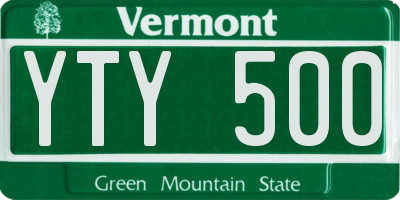 VT license plate YTY500