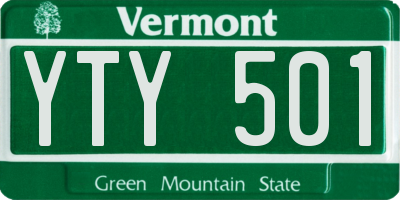 VT license plate YTY501