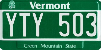 VT license plate YTY503