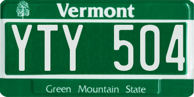 VT license plate YTY504