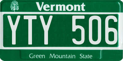 VT license plate YTY506