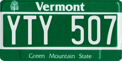 VT license plate YTY507