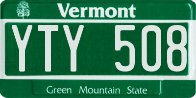 VT license plate YTY508
