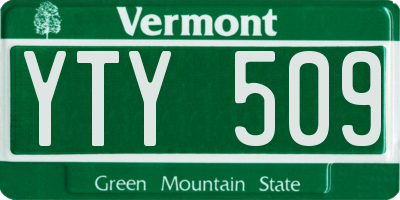 VT license plate YTY509