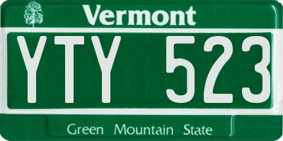 VT license plate YTY523