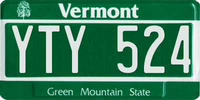 VT license plate YTY524