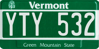 VT license plate YTY532