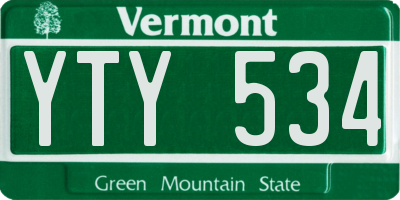 VT license plate YTY534