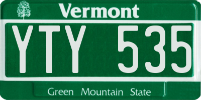 VT license plate YTY535
