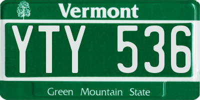 VT license plate YTY536
