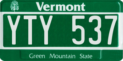 VT license plate YTY537