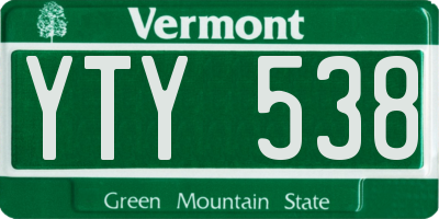 VT license plate YTY538