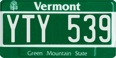 VT license plate YTY539