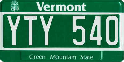 VT license plate YTY540