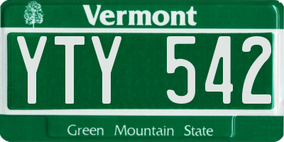 VT license plate YTY542