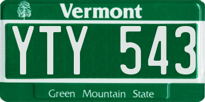VT license plate YTY543