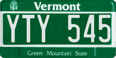 VT license plate YTY545