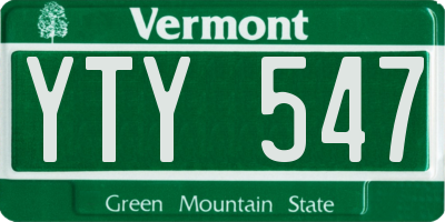 VT license plate YTY547