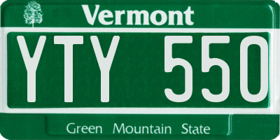 VT license plate YTY550