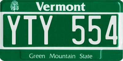 VT license plate YTY554