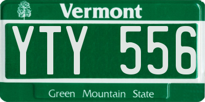 VT license plate YTY556