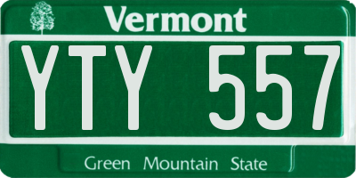VT license plate YTY557