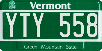 VT license plate YTY558