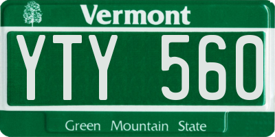 VT license plate YTY560