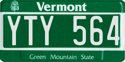 VT license plate YTY564