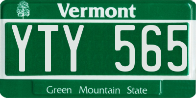 VT license plate YTY565