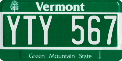 VT license plate YTY567