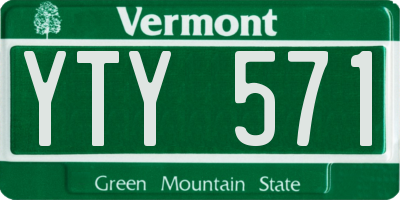 VT license plate YTY571