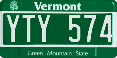 VT license plate YTY574