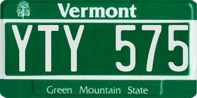 VT license plate YTY575