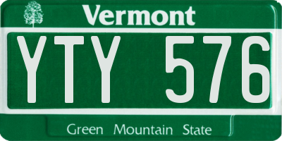VT license plate YTY576
