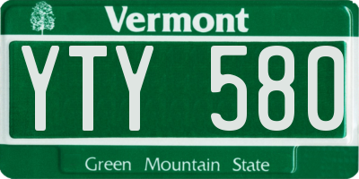 VT license plate YTY580