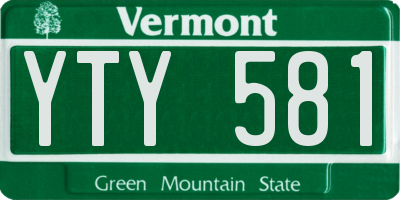 VT license plate YTY581