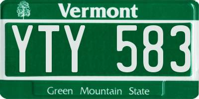 VT license plate YTY583
