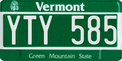 VT license plate YTY585