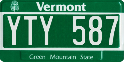VT license plate YTY587