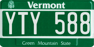 VT license plate YTY588