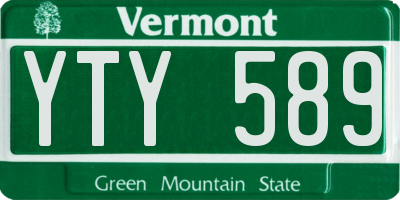 VT license plate YTY589