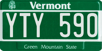VT license plate YTY590