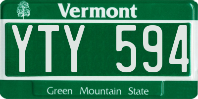 VT license plate YTY594
