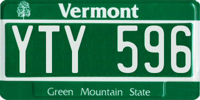 VT license plate YTY596