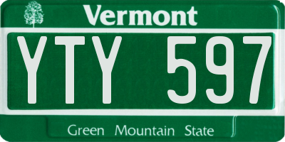 VT license plate YTY597