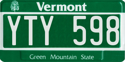 VT license plate YTY598