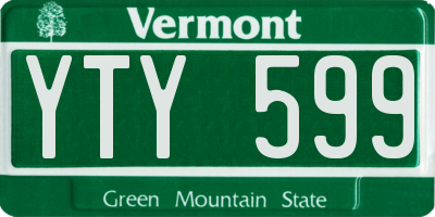 VT license plate YTY599