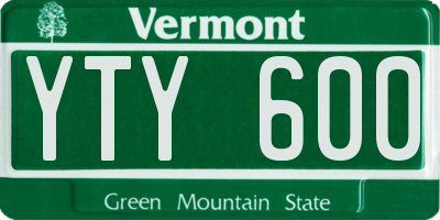 VT license plate YTY600